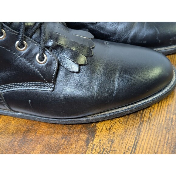 Justin Boots Size 9C Black Leather Kiltie Made in USA Vintage Roper - Picture 7 of 11